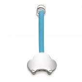 CHM 137-Chaveiro metal cabo de dados Iphone. Possui quatro argolas,borracha azul com adaptador para 