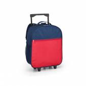 MCH 422-Mochila trolley em 600D. Com 2 rodas. Bolso frontal com zipper e bolsos laterais com tela. P